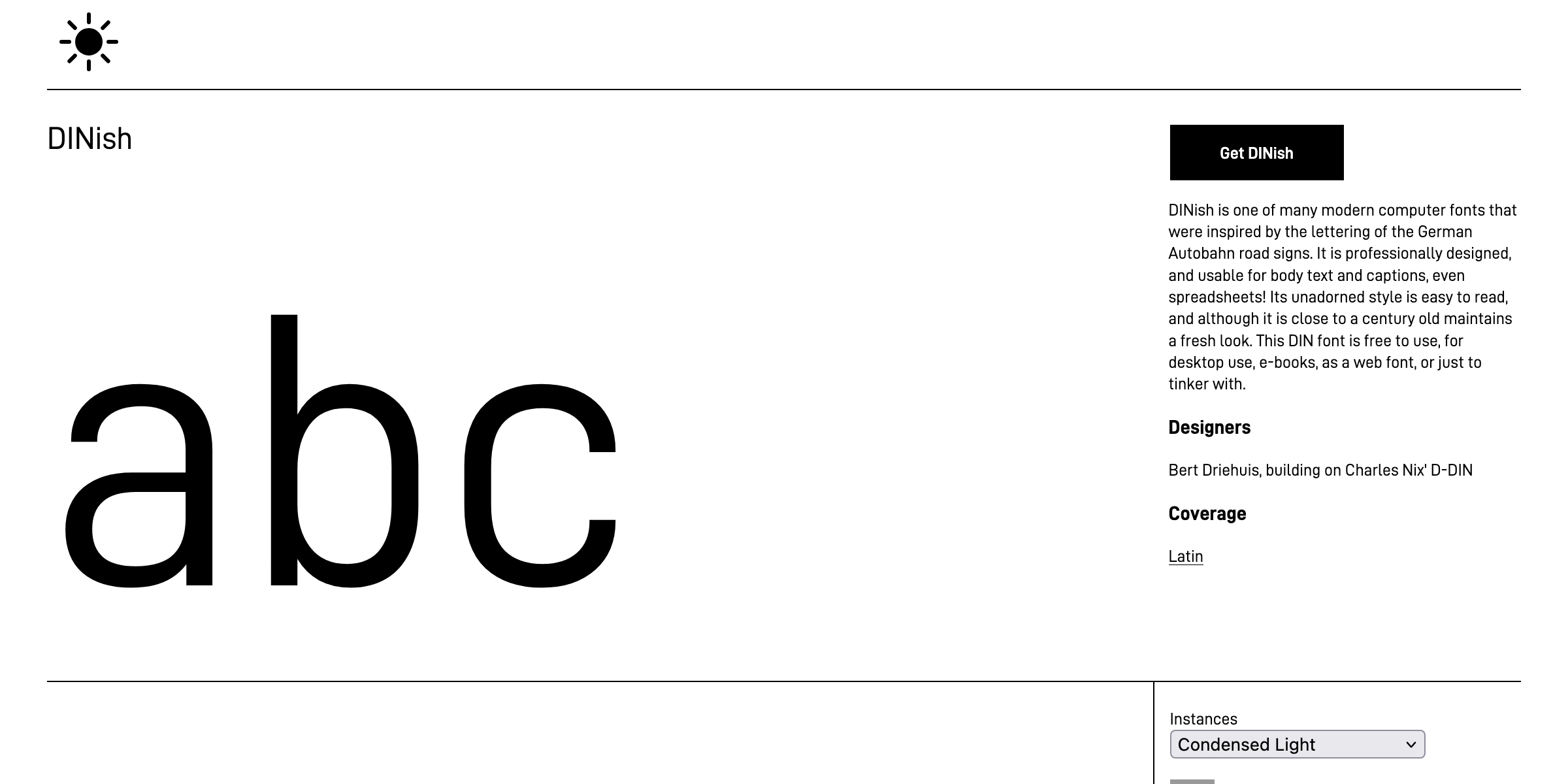 The DINish font specimen